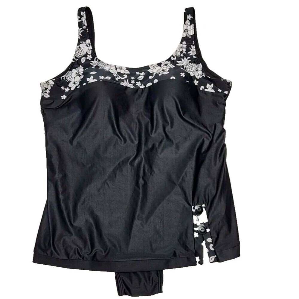 Blair Swimsuit One Piece Dress Tummy Trimmer Black White Plus Sz 20W Padded NEW